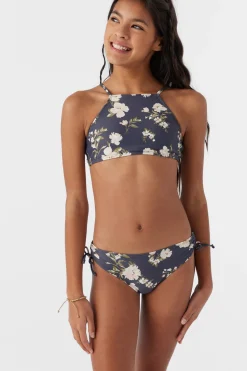 GIRL'S KENDRA FLORAL MULTI-STRAP HIGH NECK TOP SET