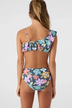 GIRL'S LAYLA FLORAL ASYMMETRICAL RUFFLE SWIM SET
