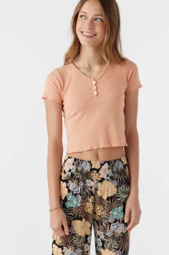 GIRL'S LUKA RIB KNIT SHORT SLEEVE TOP