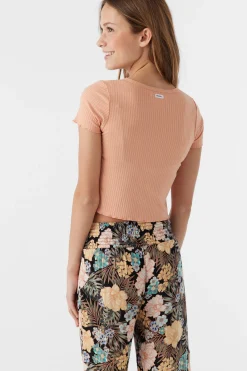 GIRL'S LUKA RIB KNIT SHORT SLEEVE TOP