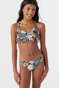 GIRL'S MACAW TROPICAL PEPLUM TRI TOP SET