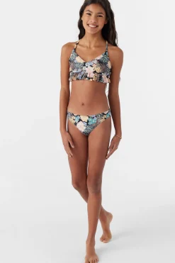 GIRL'S MACAW TROPICAL PEPLUM TRI TOP SET
