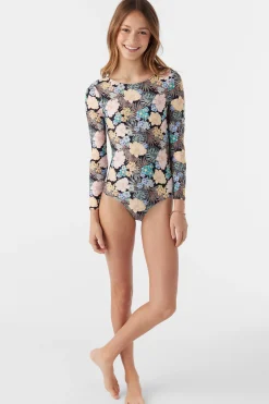 GIRL'S MACAW TROPICAL TWIST BACK SURF SUIT