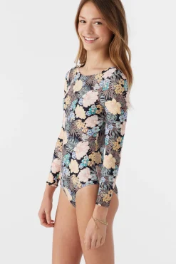 GIRL'S MACAW TROPICAL TWIST BACK SURF SUIT