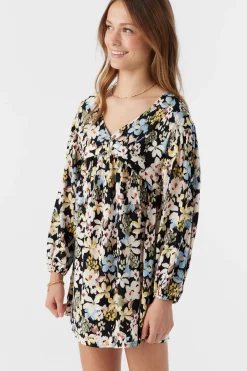 GIRL'S MARI CAMDEN FORAL LONG SLEEVE DRESS