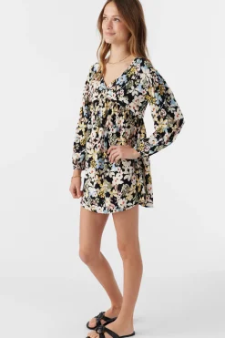 GIRL'S MARI CAMDEN FORAL LONG SLEEVE DRESS