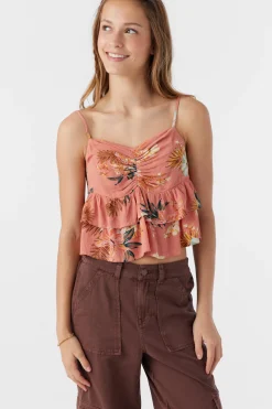 GIRL'S RAYA PUNTA TROPICAL RUFFLE TANK TOP