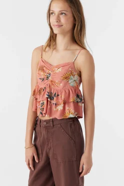 GIRL'S RAYA PUNTA TROPICAL RUFFLE TANK TOP