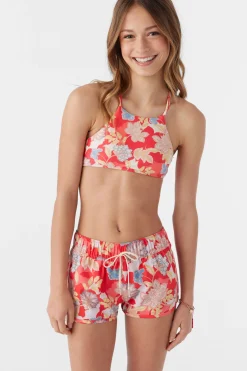 GIRL'S SALTWATER ESSENTIALS LANE PRINTED 2" ELASTIC BOARDSHORTS