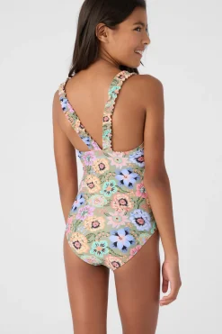 GIRL'S TALITHA FLORAL RUFFLE ONE-PIECE