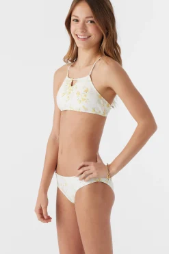GIRL'S TATIANNA FLORAL KEYHOLE TANK SWIM SET