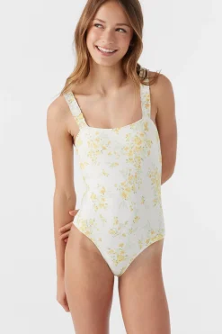 GIRL'S TATIANNA FLORAL RUFFLE STRAP ONE PIECE