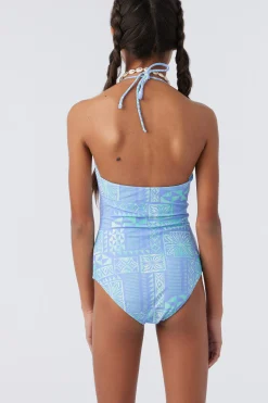 GIRL'S WINONA TILE CINCHED ONE-PIECE