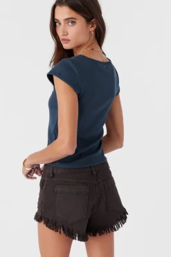 HADLIE RIB KNIT SHORT SLEEVE TOP