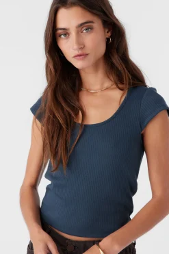 HADLIE RIB KNIT SHORT SLEEVE TOP