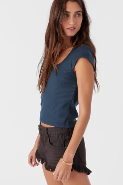 HADLIE RIB KNIT SHORT SLEEVE TOP