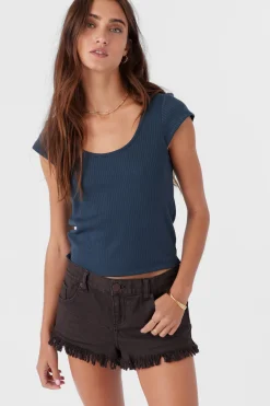 HADLIE RIB KNIT SHORT SLEEVE TOP