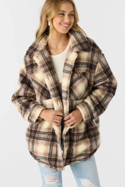 HEATH PLAID HIGH PILE FLEECE JACKET
