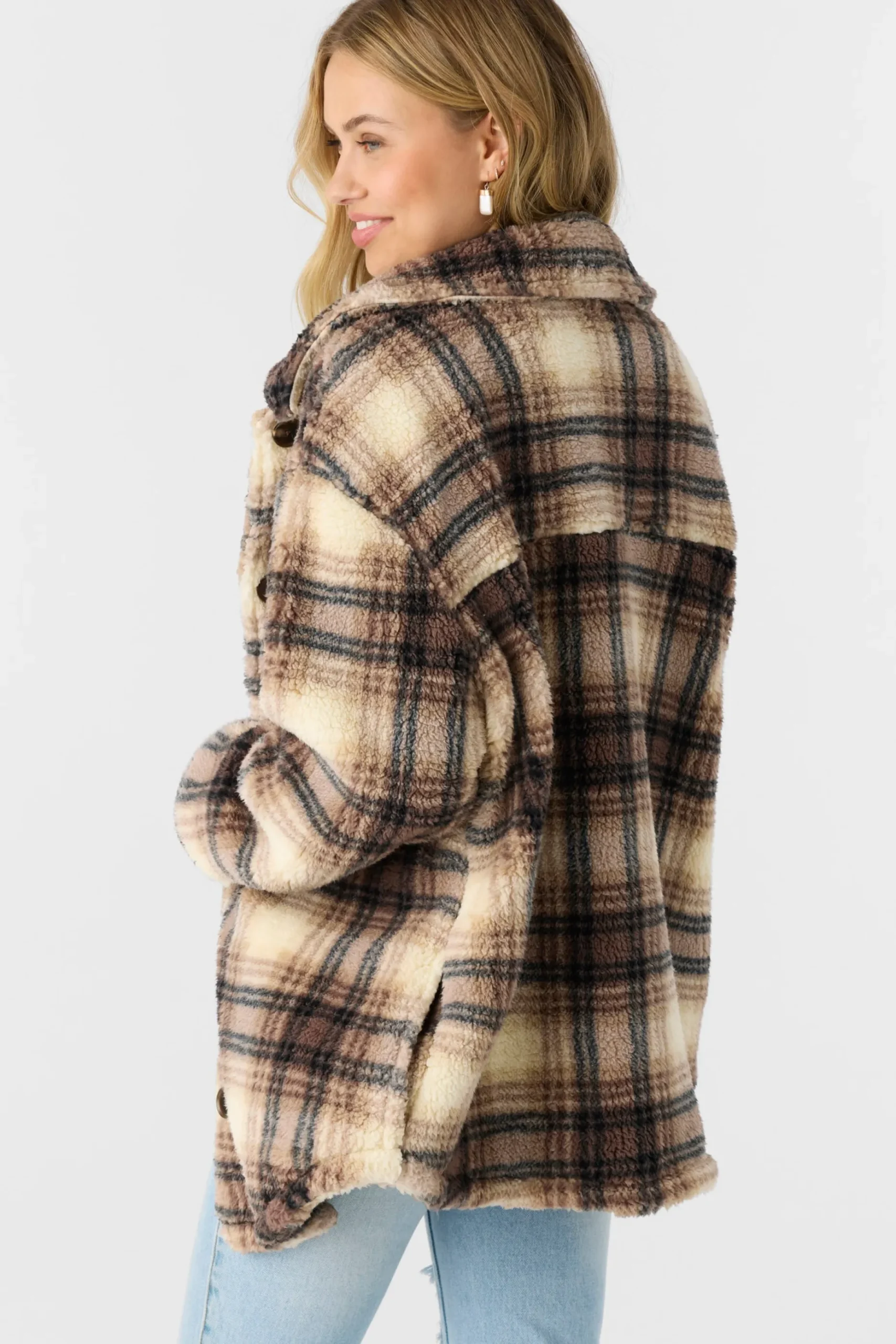 HEATH PLAID HIGH PILE FLEECE JACKET