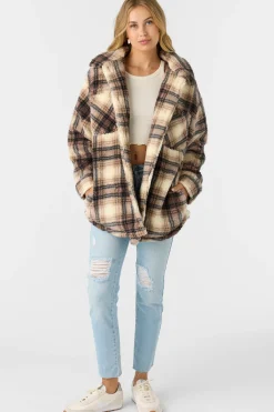 HEATH PLAID HIGH PILE FLEECE JACKET