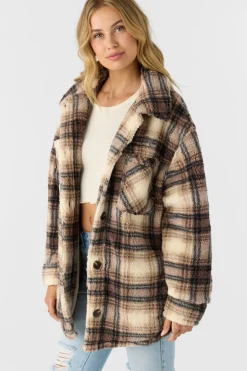 HEATH PLAID HIGH PILE FLEECE JACKET