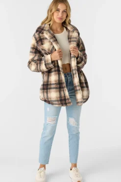 HEATH PLAID HIGH PILE FLEECE JACKET