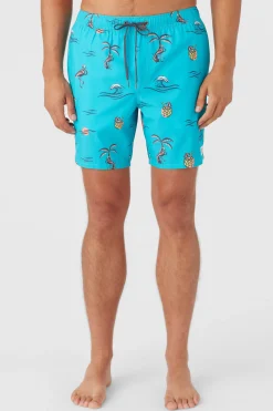 HERMOSA ELASTIC WAIST LINED 17" SWIM TRUNKS