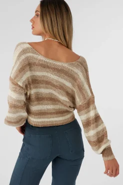 HILLSIDE STRIPE TWIST FRONT REVERSIBLE SWEATER