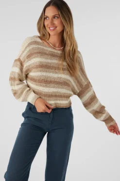 HILLSIDE STRIPE TWIST FRONT REVERSIBLE SWEATER