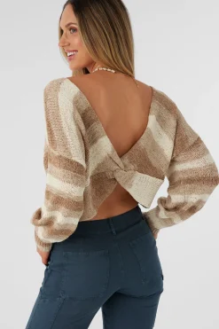HILLSIDE STRIPE TWIST FRONT REVERSIBLE SWEATER