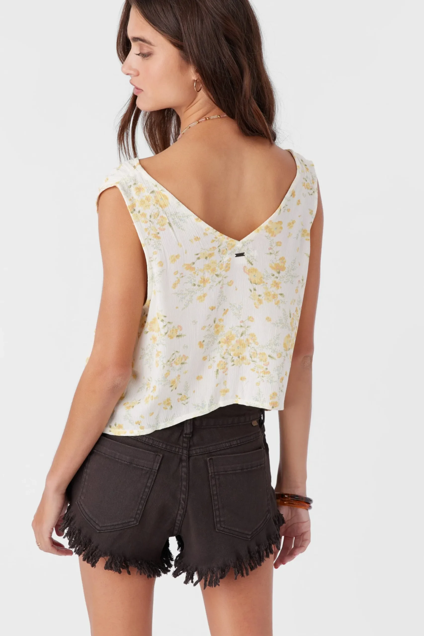 JADEN TATIANNA FLORAL TIE-FRONT TOP