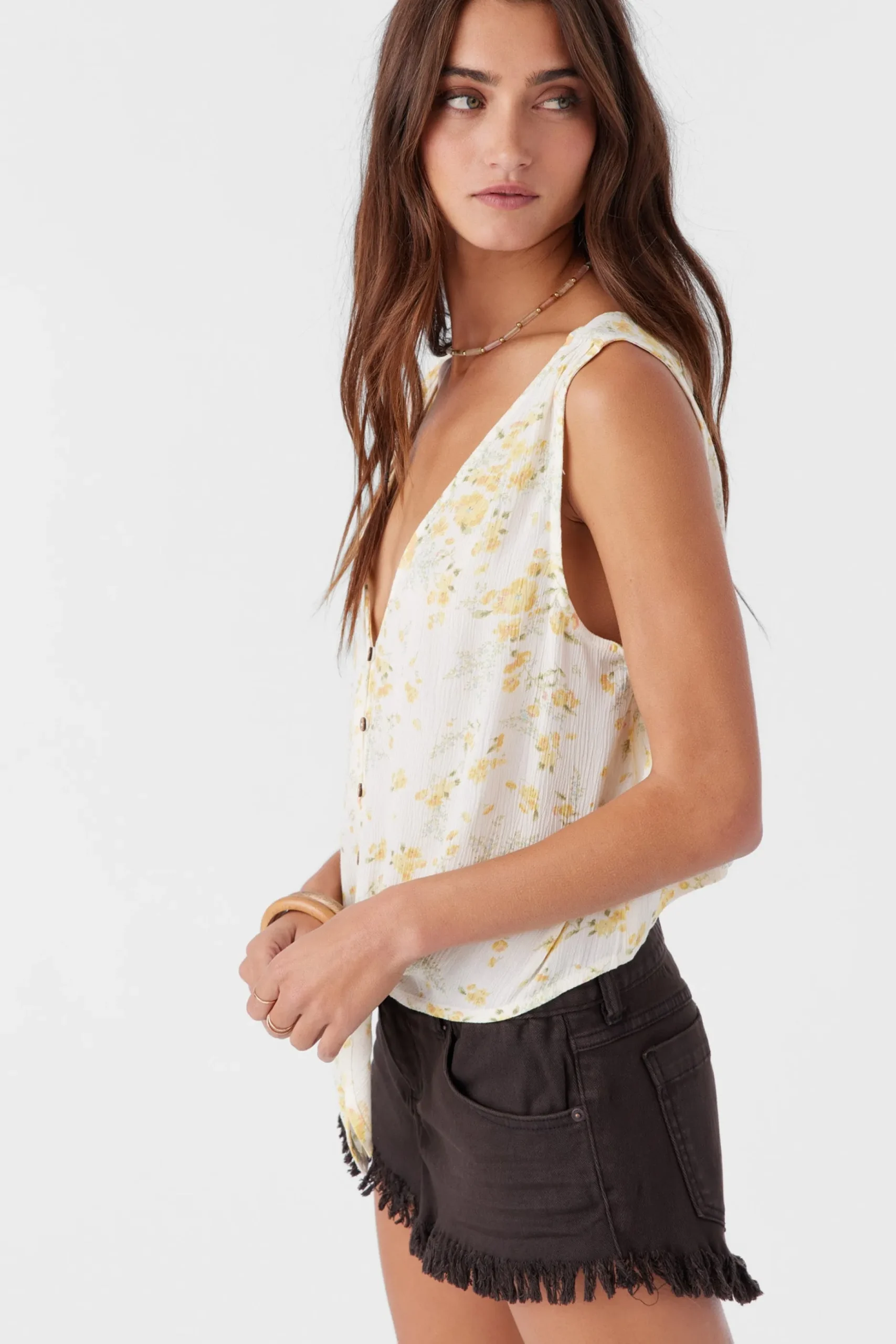 JADEN TATIANNA FLORAL TIE-FRONT TOP