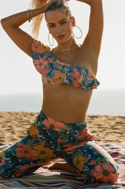 JADIA FLORAL MISSION BEACH RUFFLE ONE SHOULDER TOP