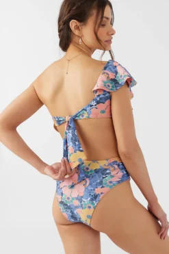 JADIA FLORAL MISSION BEACH RUFFLE ONE SHOULDER TOP