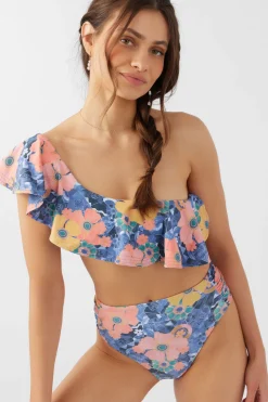 JADIA FLORAL MISSION BEACH RUFFLE ONE SHOULDER TOP