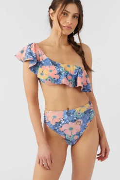 JADIA FLORAL MISSION BEACH RUFFLE ONE SHOULDER TOP