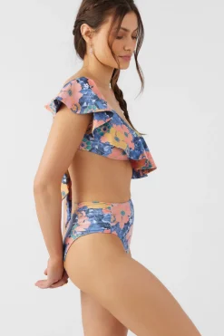 JADIA FLORAL MISSION BEACH RUFFLE ONE SHOULDER TOP