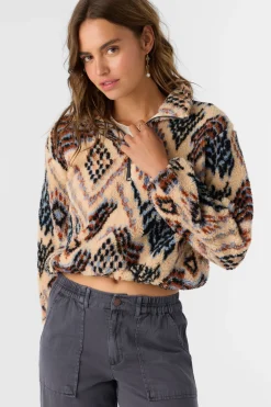 KACEY PALMER PRINT HIGH PILE FLEECE PULLOVER