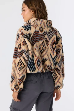 KACEY PALMER PRINT HIGH PILE FLEECE PULLOVER
