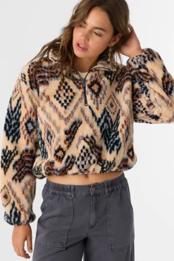KACEY PALMER PRINT HIGH PILE FLEECE PULLOVER