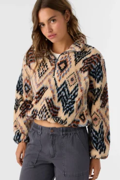 KACEY PALMER PRINT HIGH PILE FLEECE PULLOVER