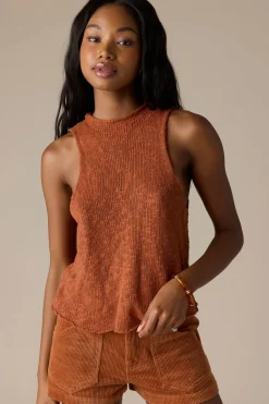 KINSLIE SLUB MOCK NECK SWEATER TANK TOP