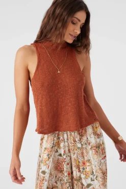 KINSLIE SLUB MOCK NECK SWEATER TANK TOP