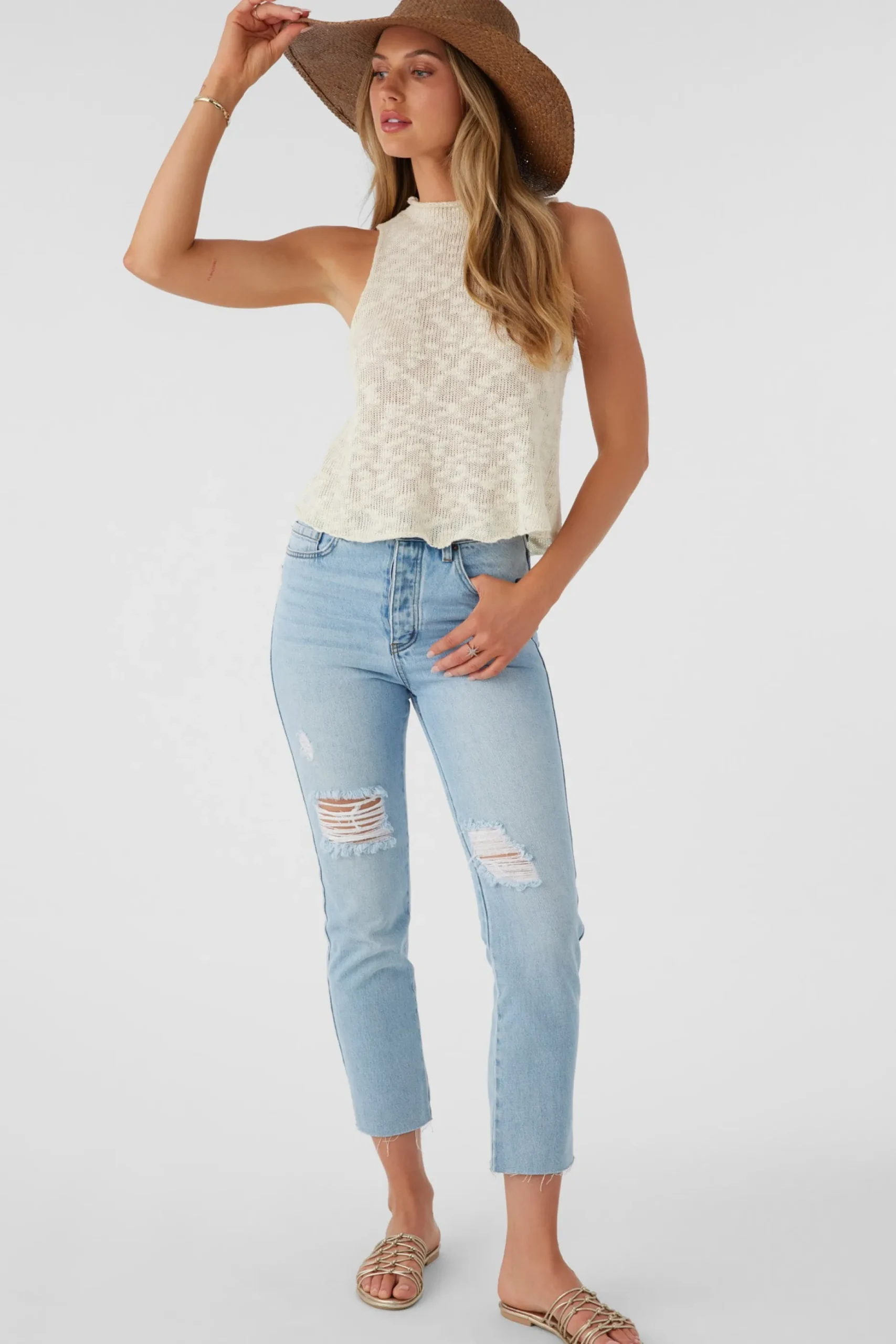 KINSLIE SLUB MOCK NECK SWEATER TANK TOP