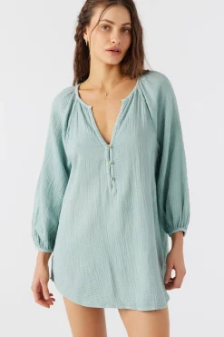 KRYSTEN CRINKLE DOUBLE GAUZE TUNIC SWIM COVER-UP