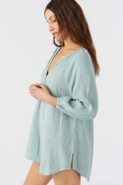 KRYSTEN CRINKLE DOUBLE GAUZE TUNIC SWIM COVER-UP