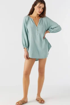 KRYSTEN CRINKLE DOUBLE GAUZE TUNIC SWIM COVER-UP