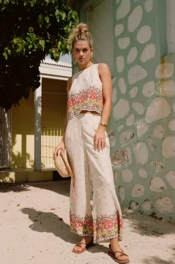 LACEY BORDER PRINT PANTS