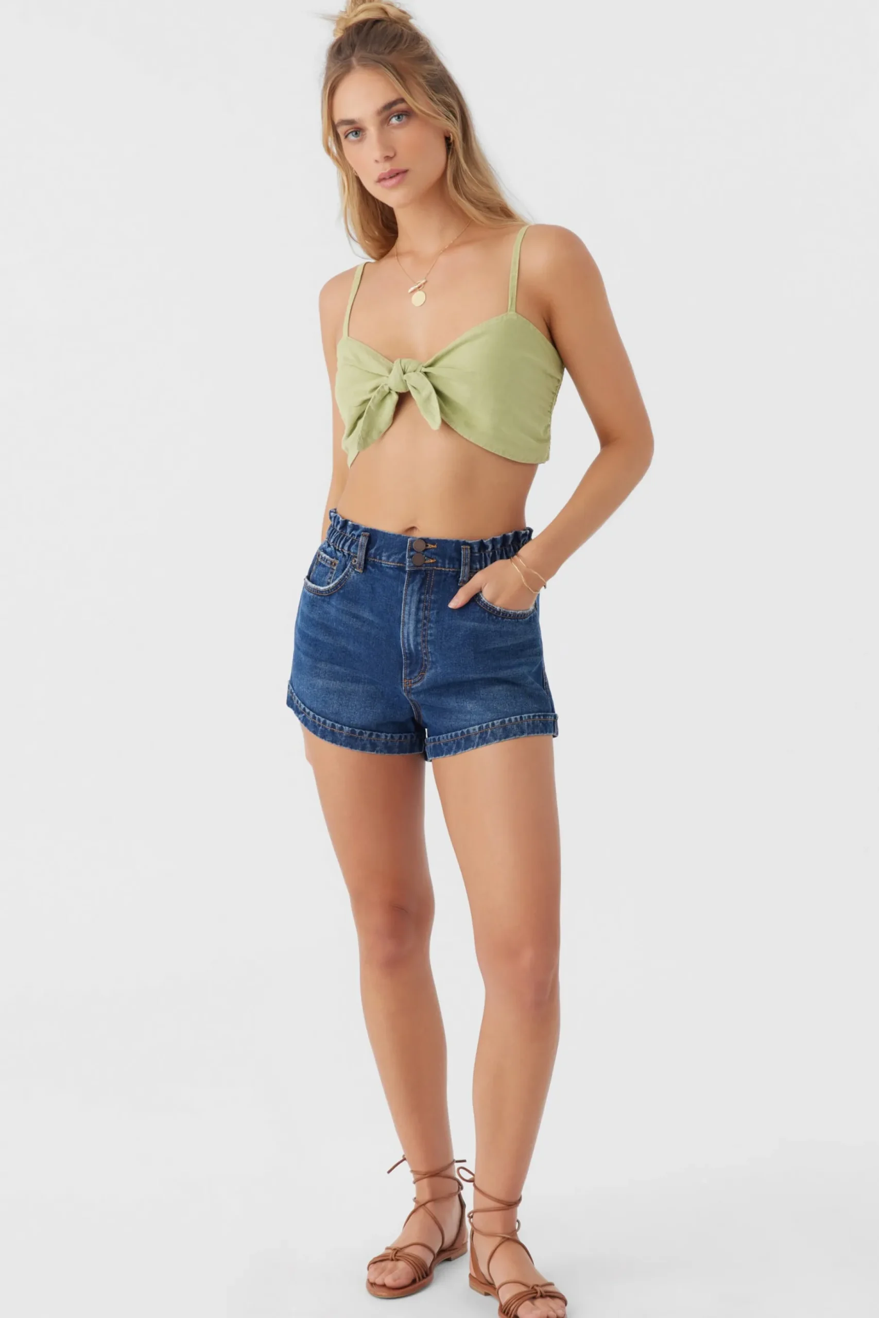 LEA TIE-FRONT CROP TOP