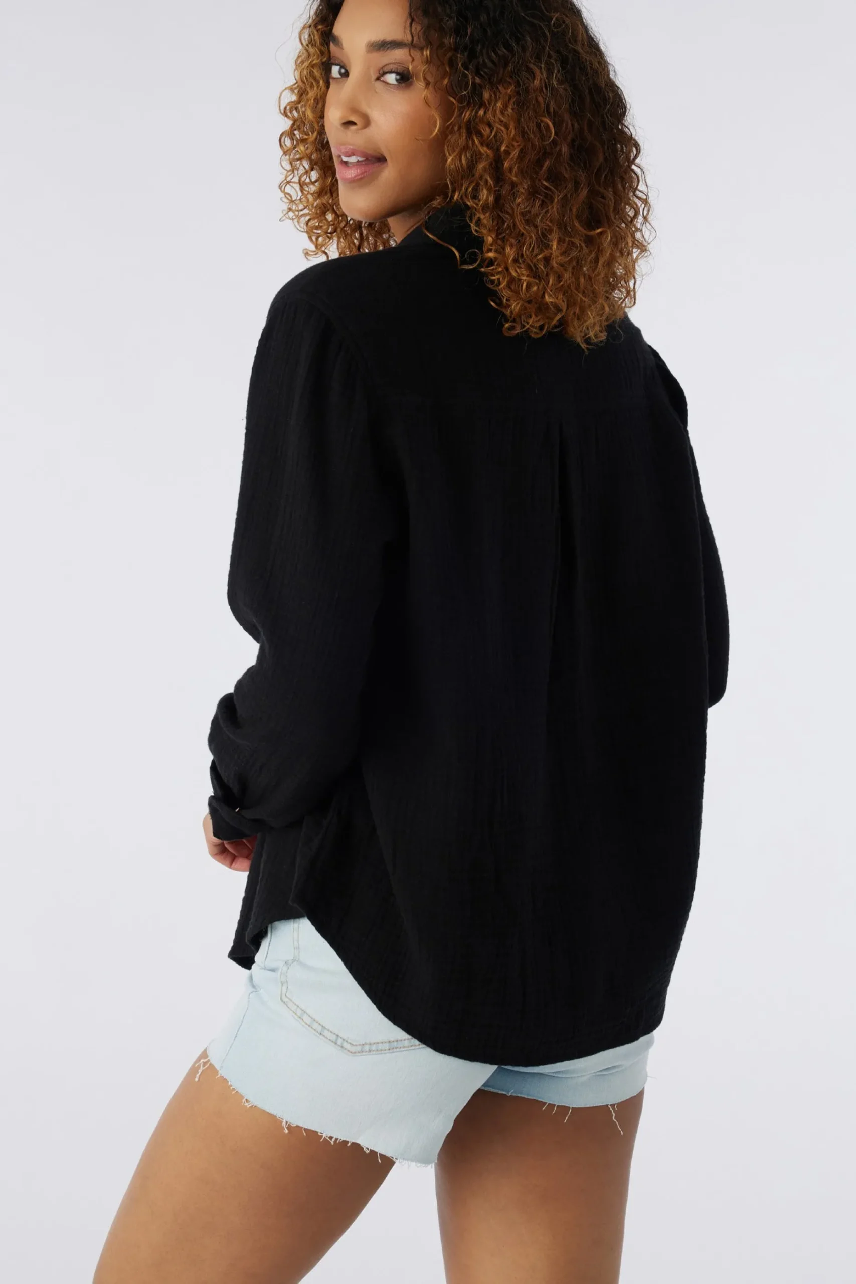 LENI CRINKLE DOUBLE GAUZE BUTTON DOWN SHIRT